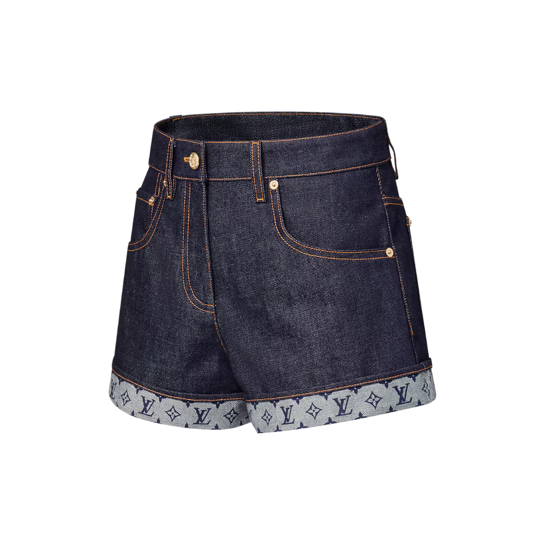 Cuffed Hem Denim Mini Shorts