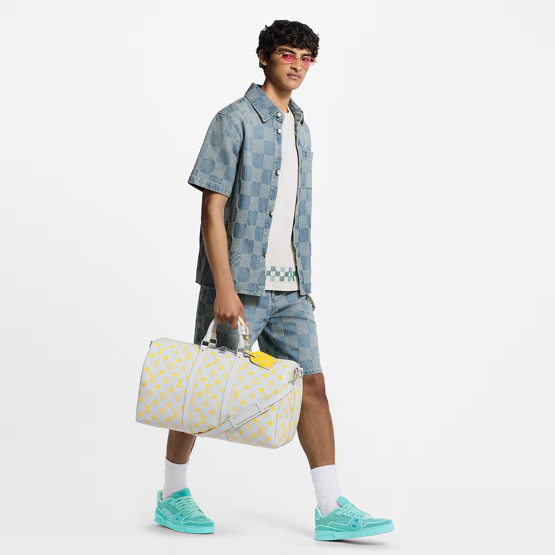 Damier 3D Light Denim Short-Sleeved Shirt