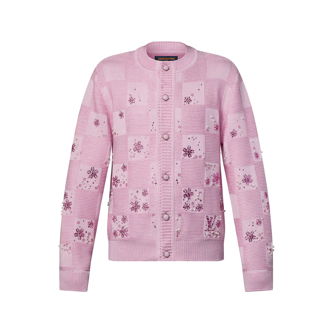 Damier Embroidered Cardigan