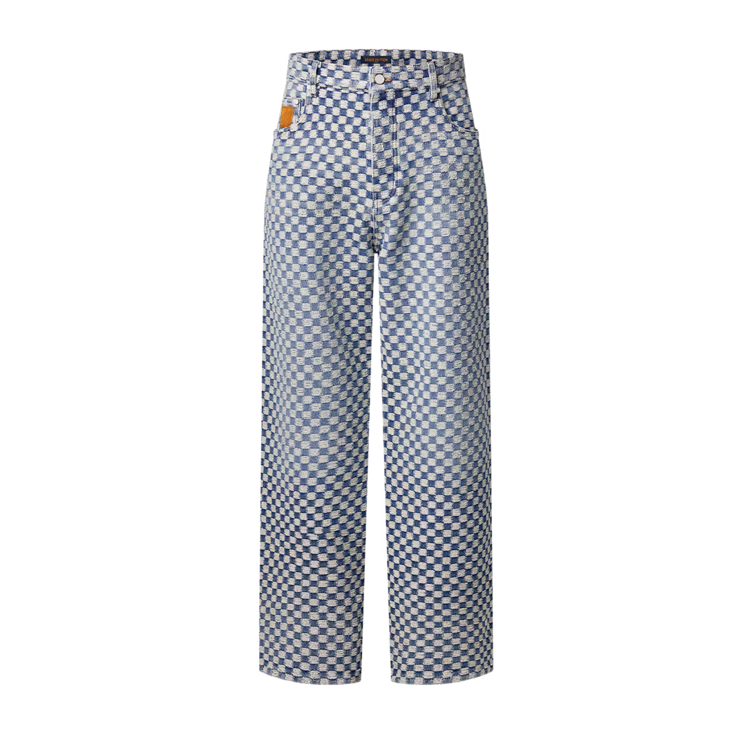 Damier Wide-Leg Jeans