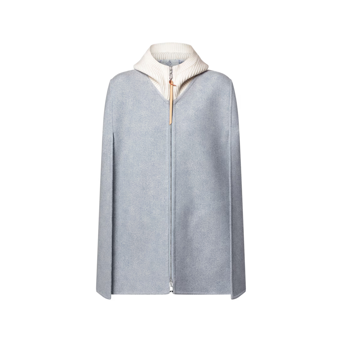 Denim-Effect Double Face Cape