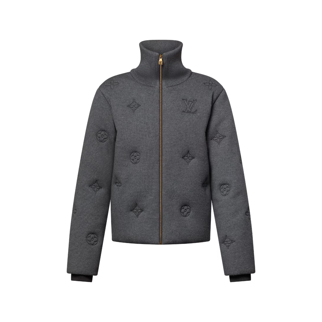 Elegant Monogram Knitted Down Blouson