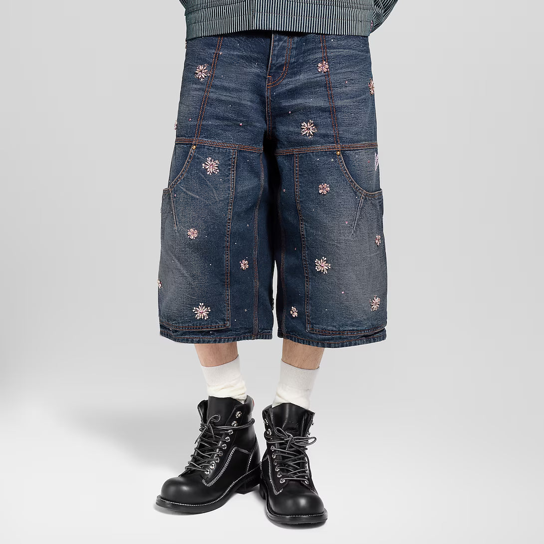 Embroidered Denim Workwear Shorts