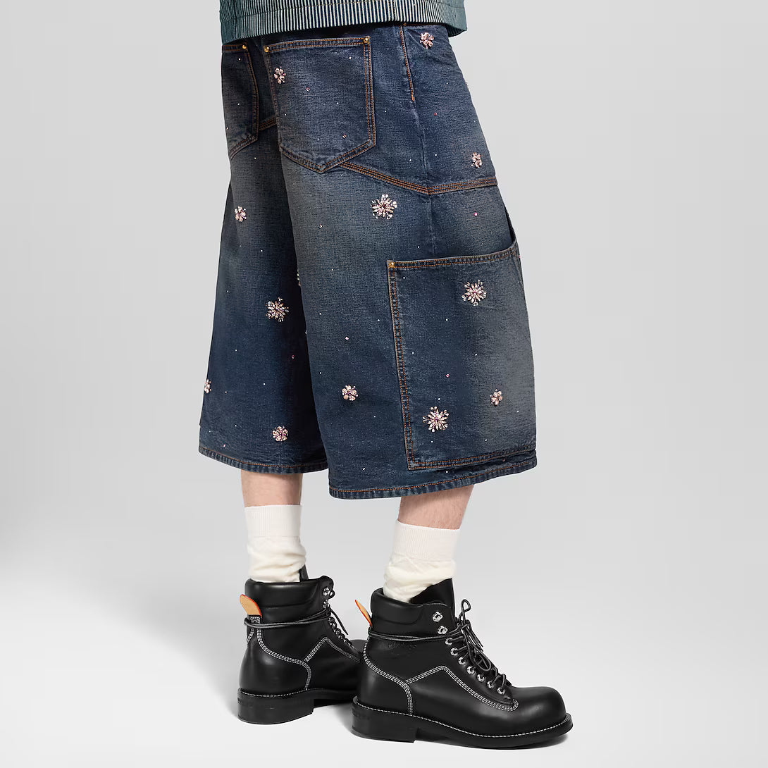 Embroidered Denim Workwear Shorts