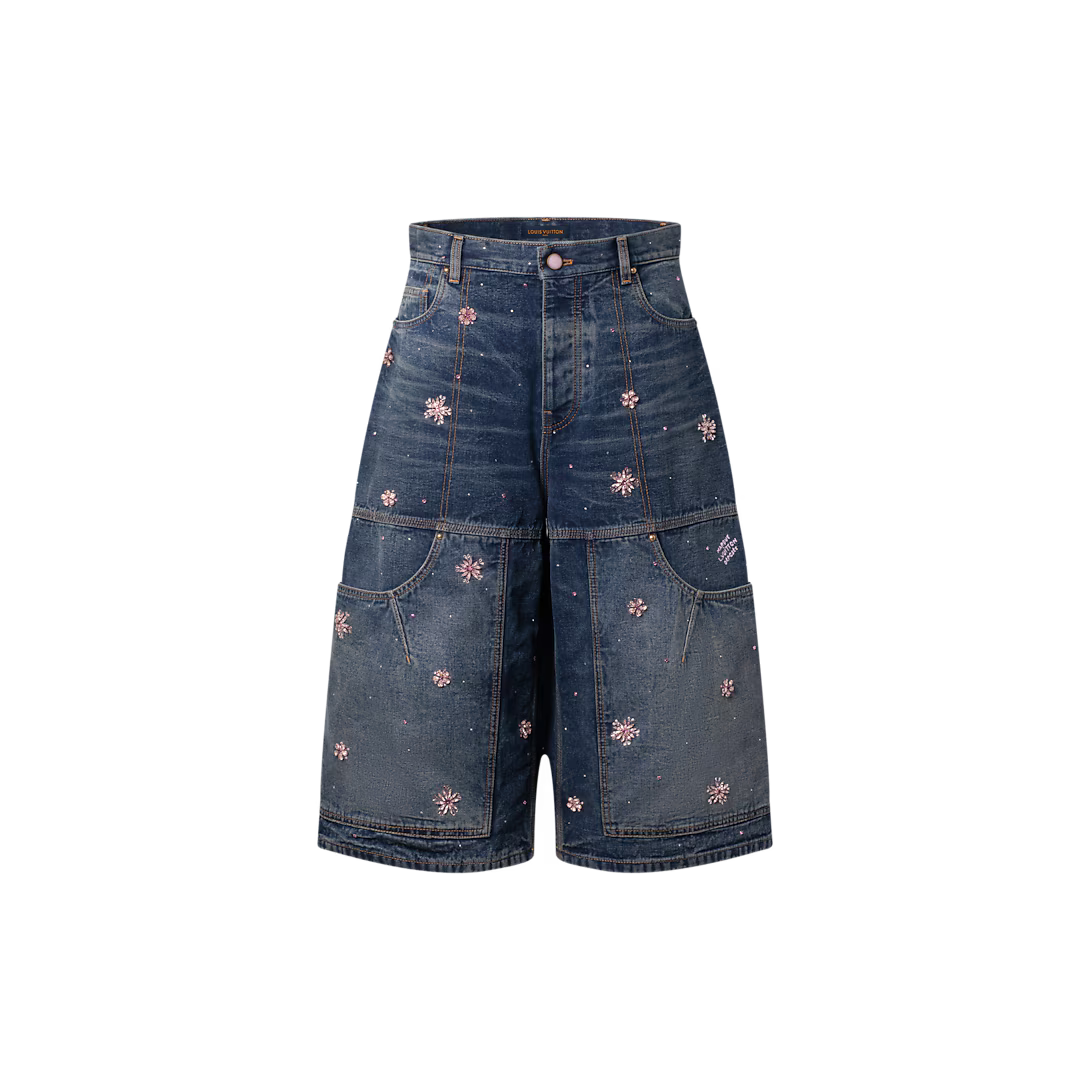 Embroidered Denim Workwear Shorts