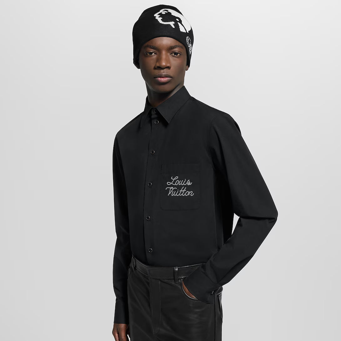 Embroidered Signature Long-Sleeved Shirt