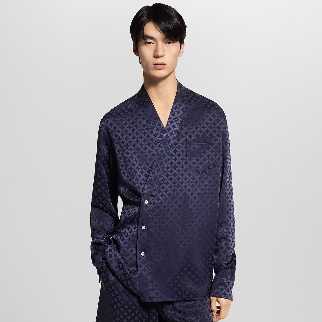 Graphic Jacquard Long-Sleeved Kimono Shirt