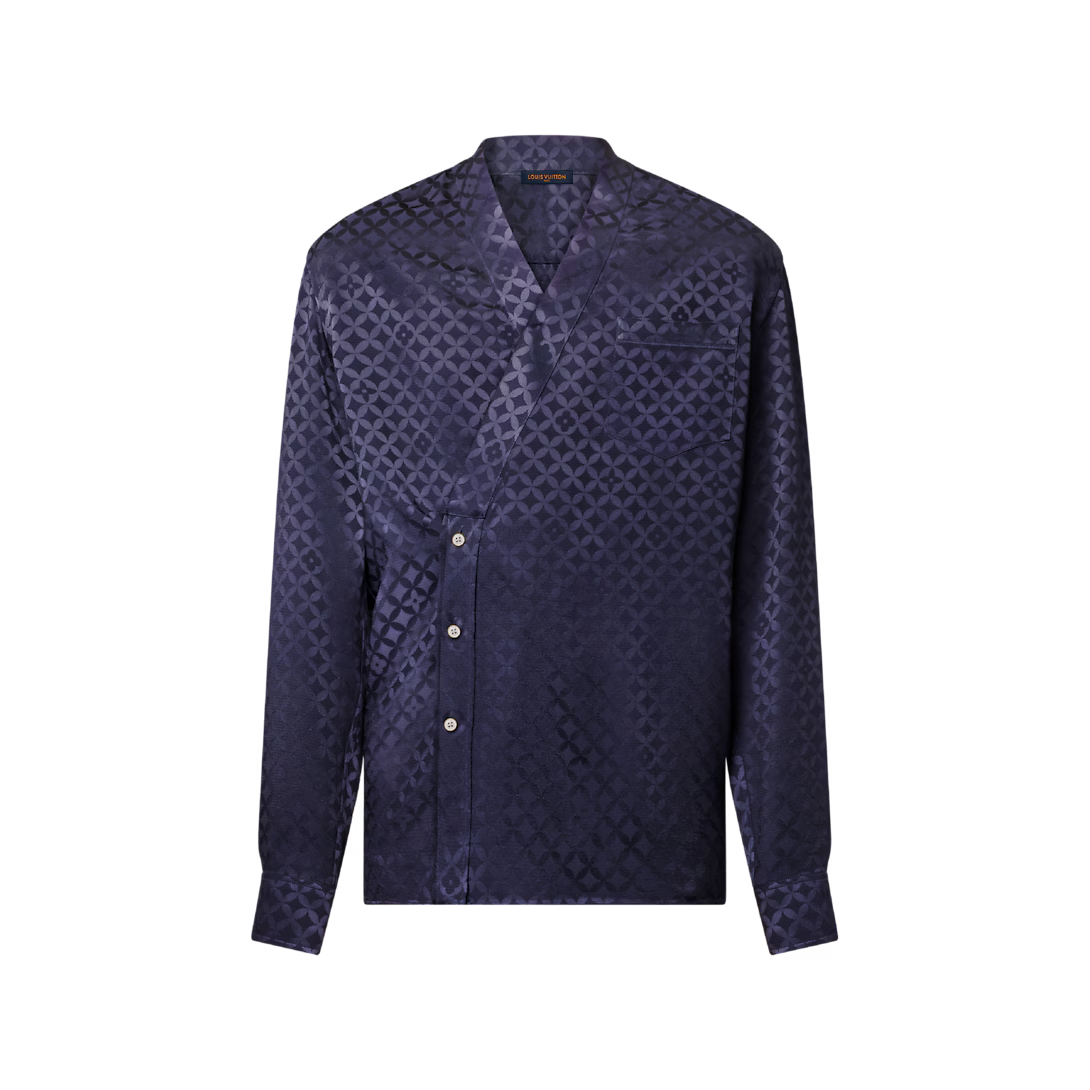 Graphic Jacquard Long-Sleeved Kimono Shirt
