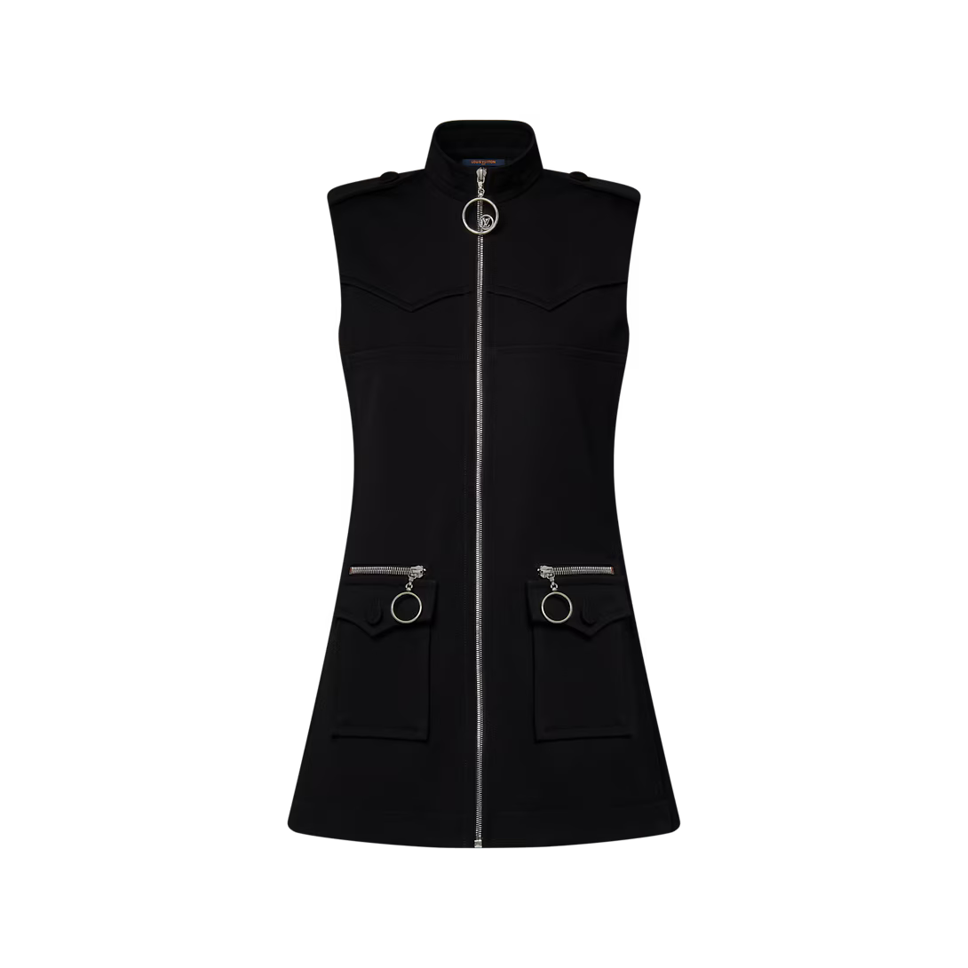 High Collar Zip-Up Dress