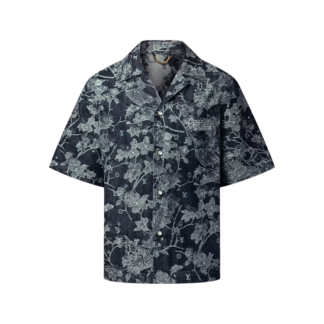 Jacquard Denim Short-Sleeved Shirt