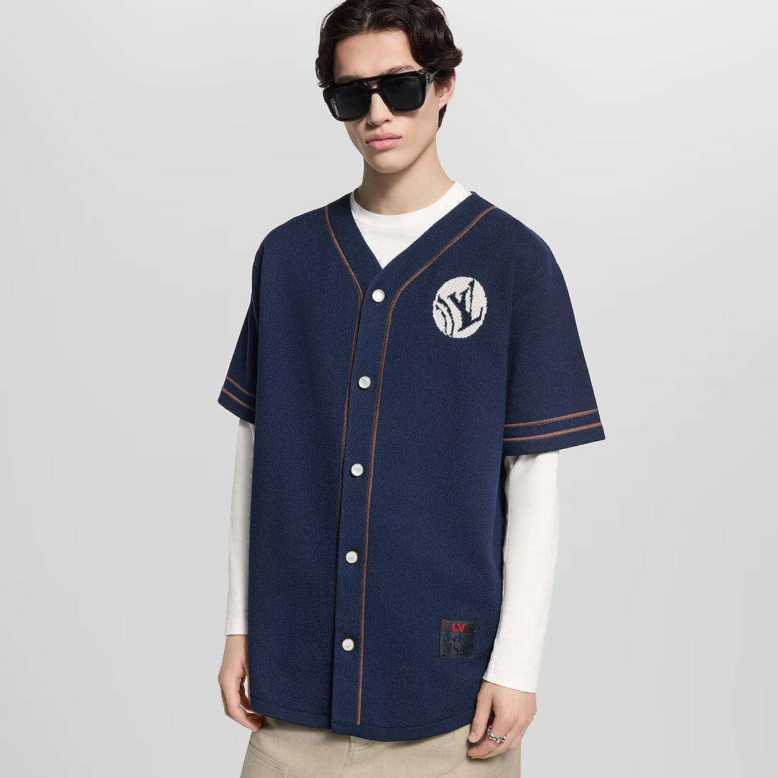Knitted Short-Sleeved Baseball Shirt