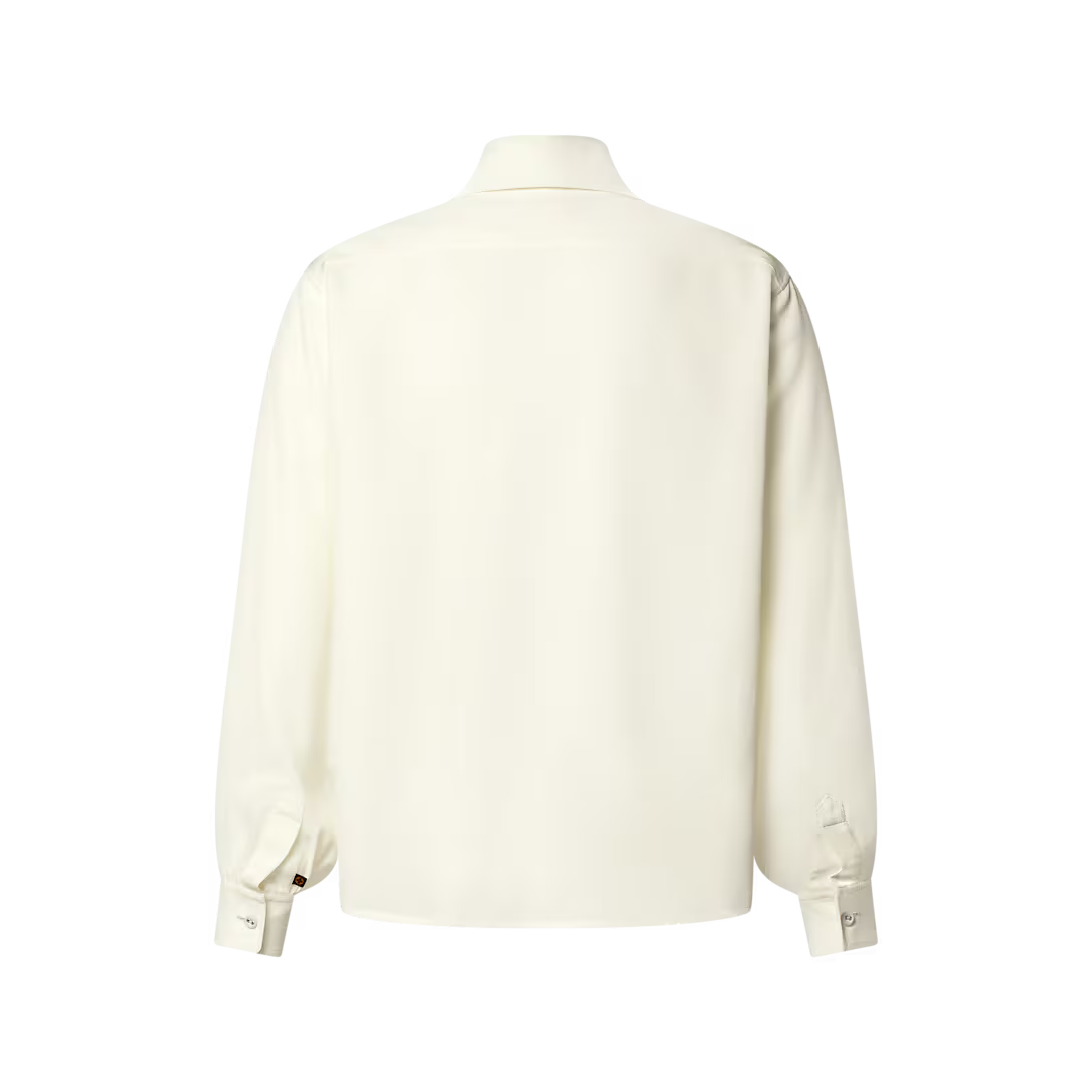 Long-Sleeved Lavaliere Shirt With Pocket Detail