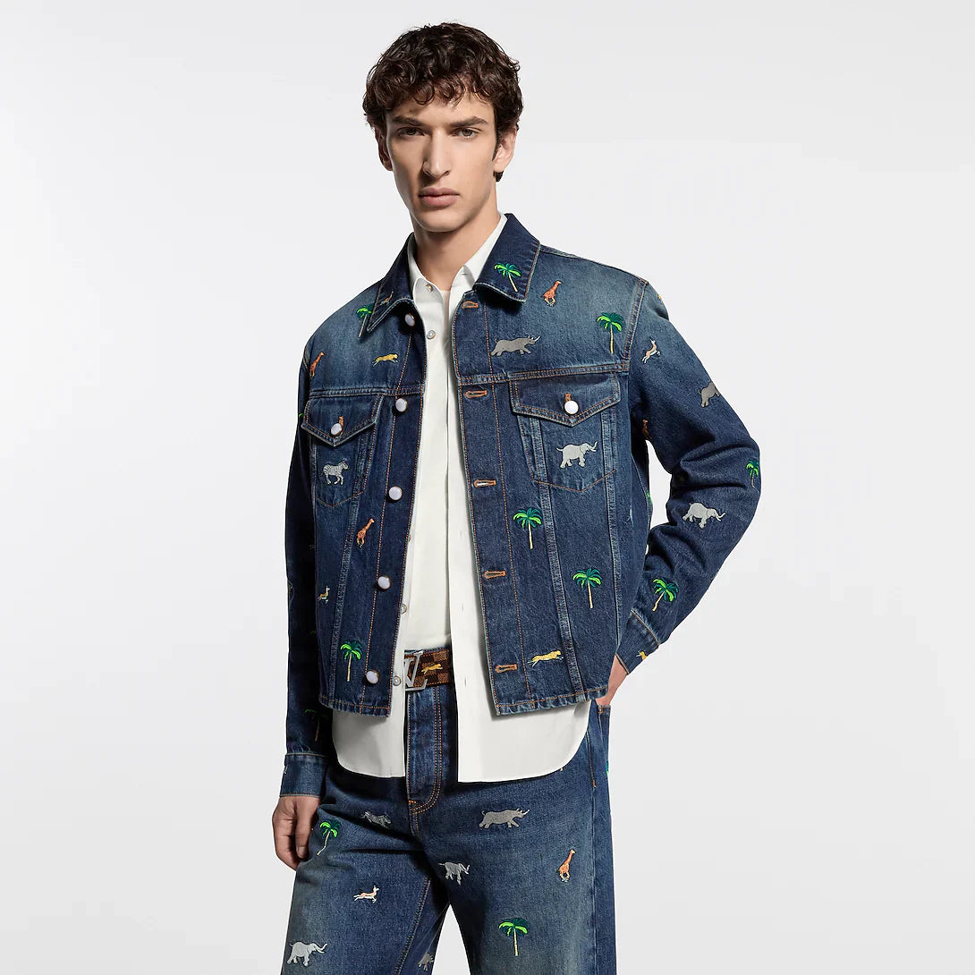 x The Darjeeling Limited Embroidered Long-Sleeved Denim Shirt