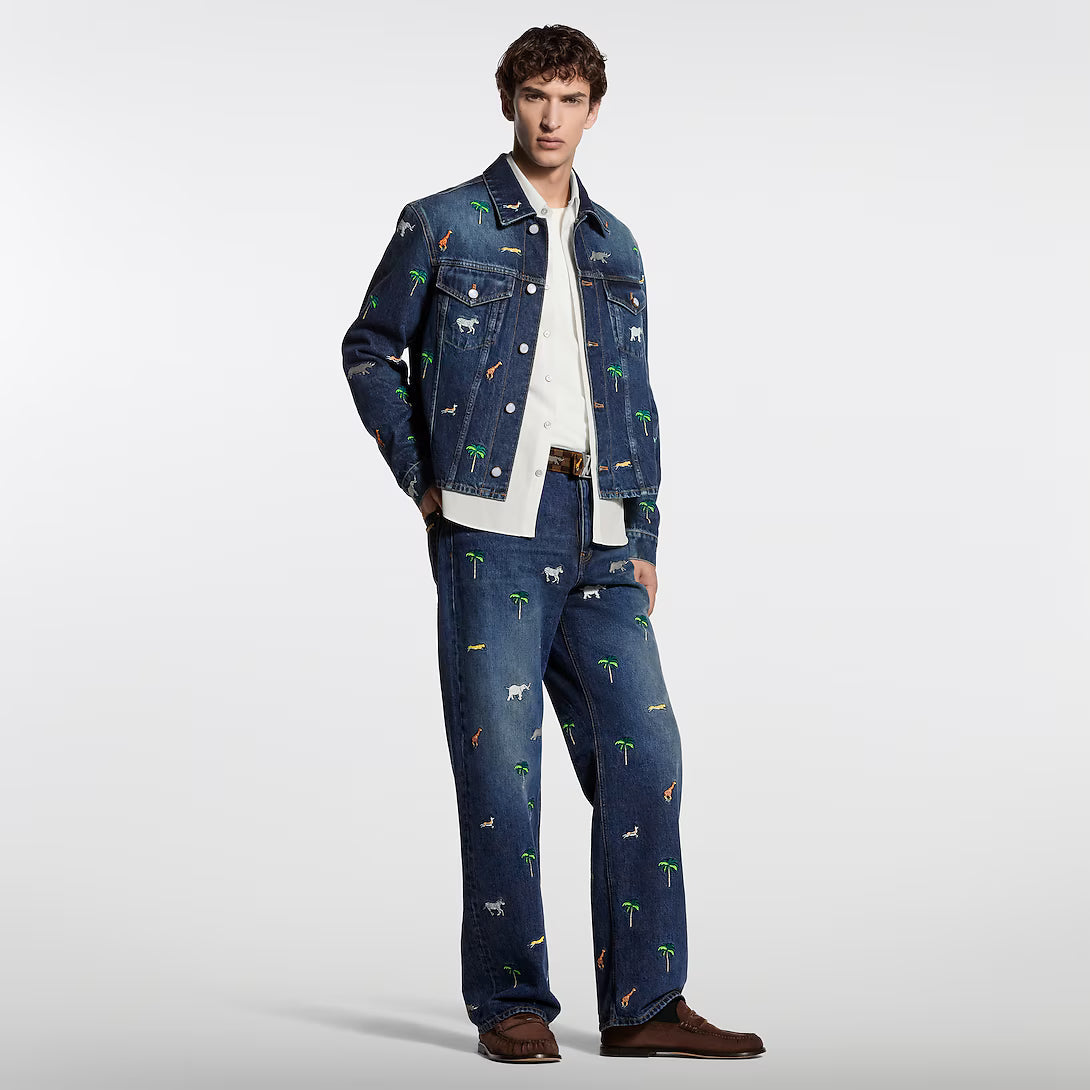 x The Darjeeling Limited Embroidered Long-Sleeved Denim Shirt