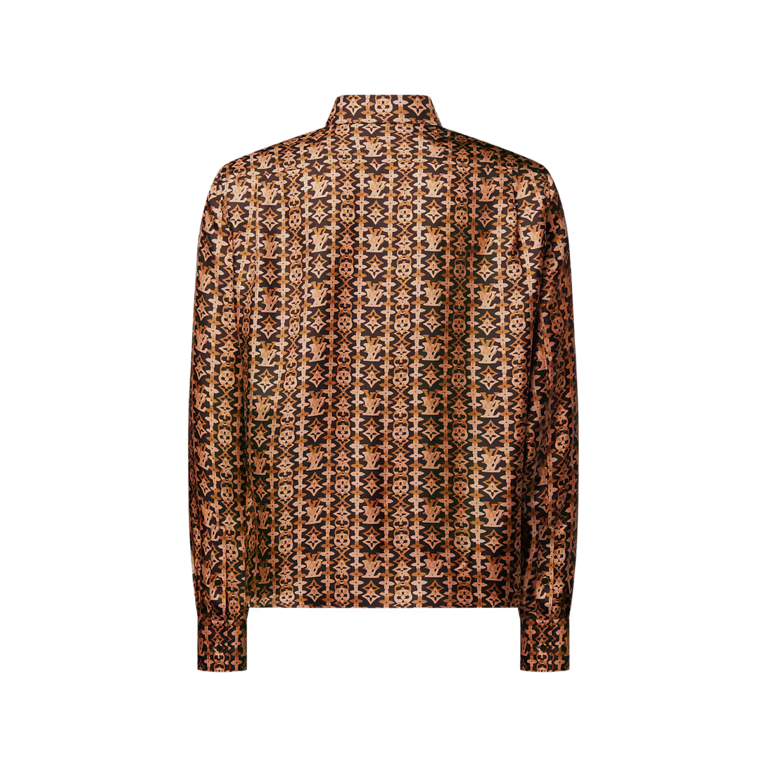 Monogram Printed Long-Sleeved Silk Shirt