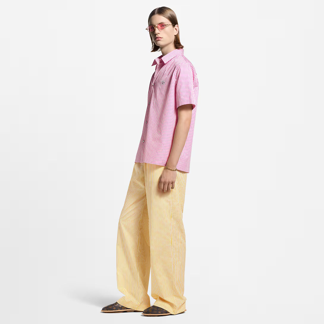 Monogram Striped Short-Sleeved Shirt