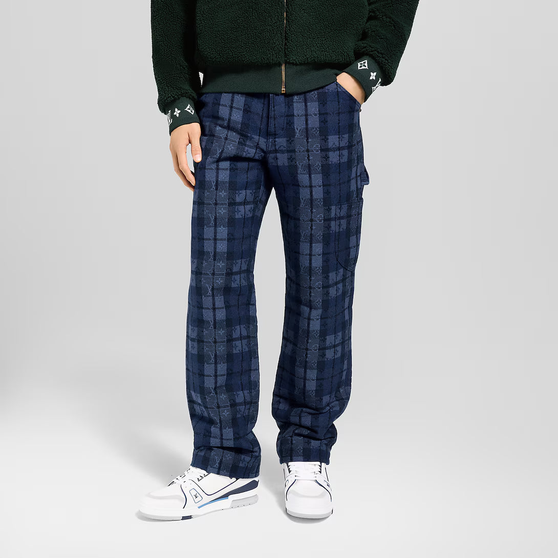 Monogram Tartan Denim Pants