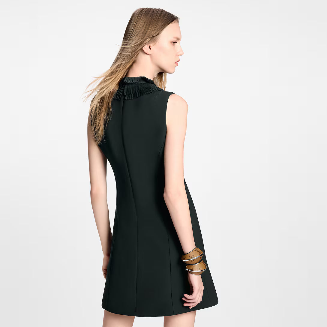 Pleat Collar Fitted Dress