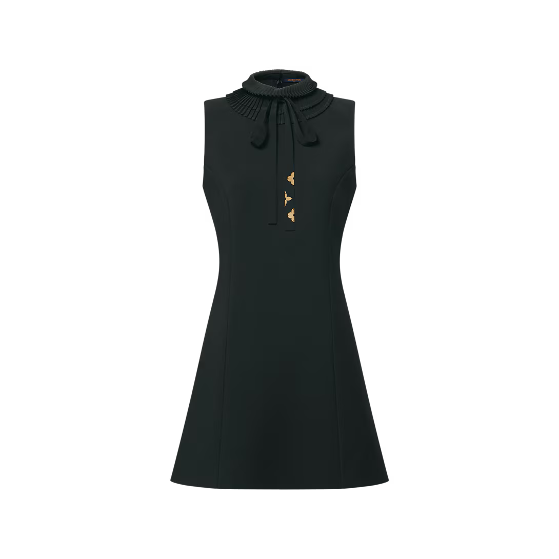 Pleat Collar Fitted Dress