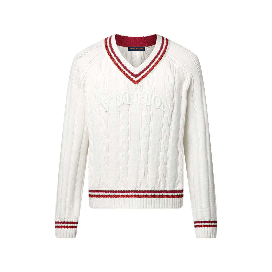 Preppy V-Neck Cable Pullover