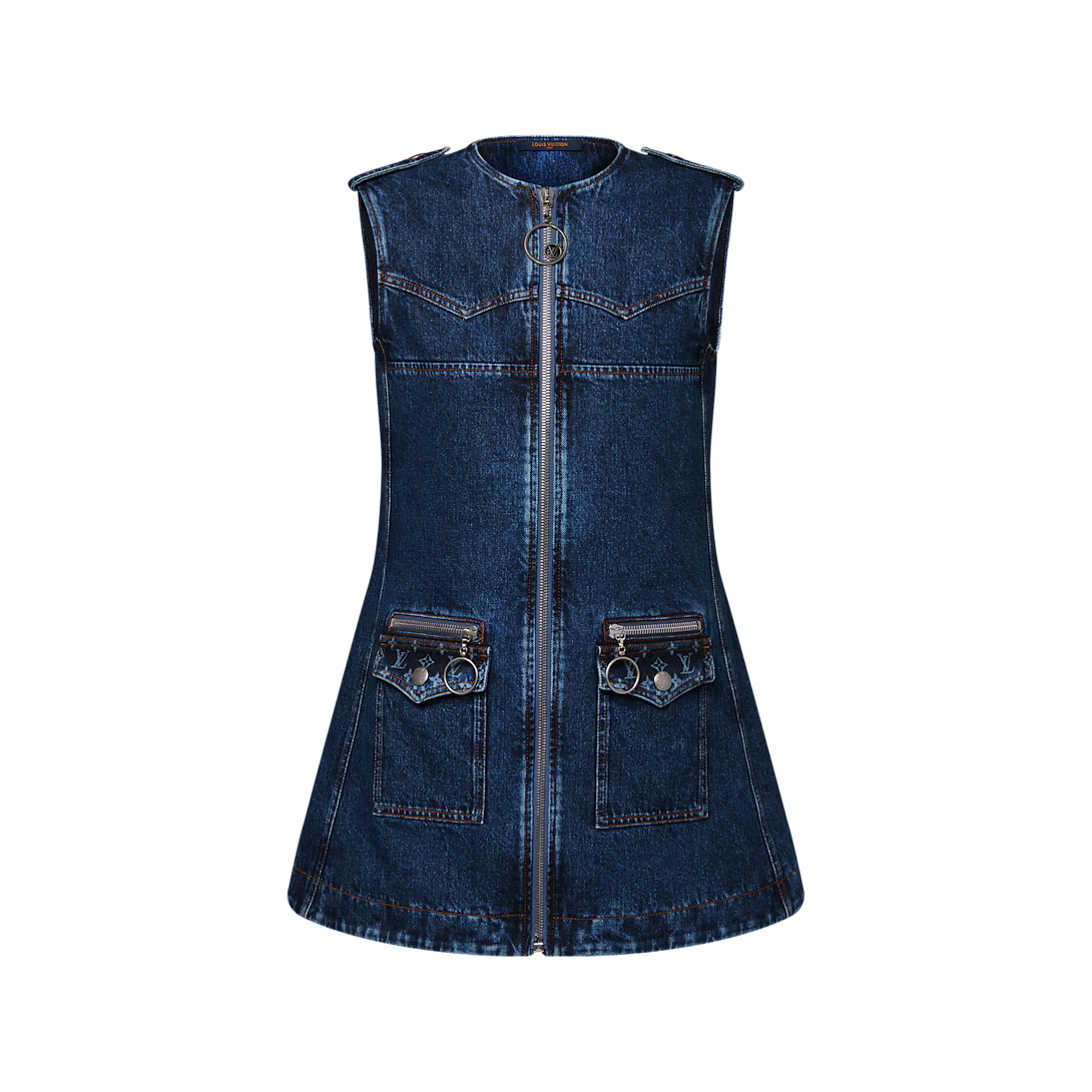 Raw Denim Zip-Up Dress