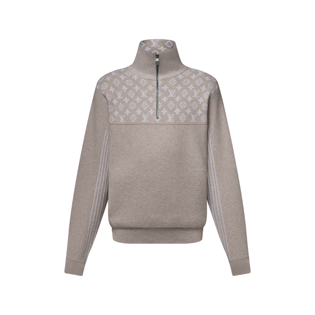 Ribbed Wool Half-Zip Pullover