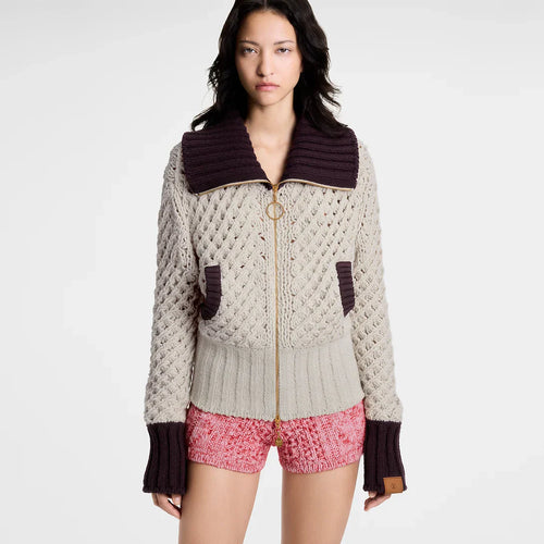 Color-Blocked Knit Jacket