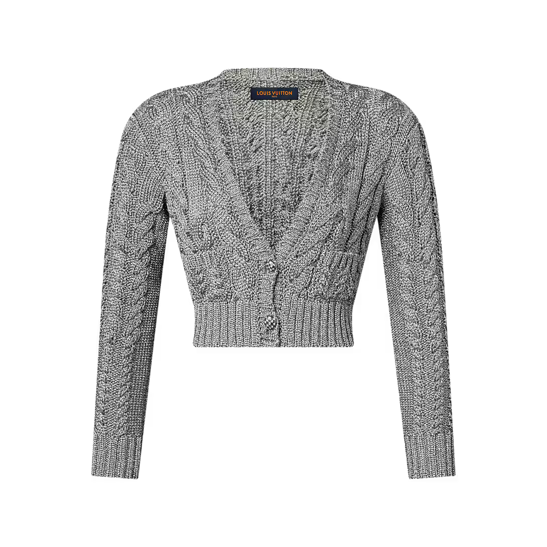 Cropped Cable Knit Cardigan