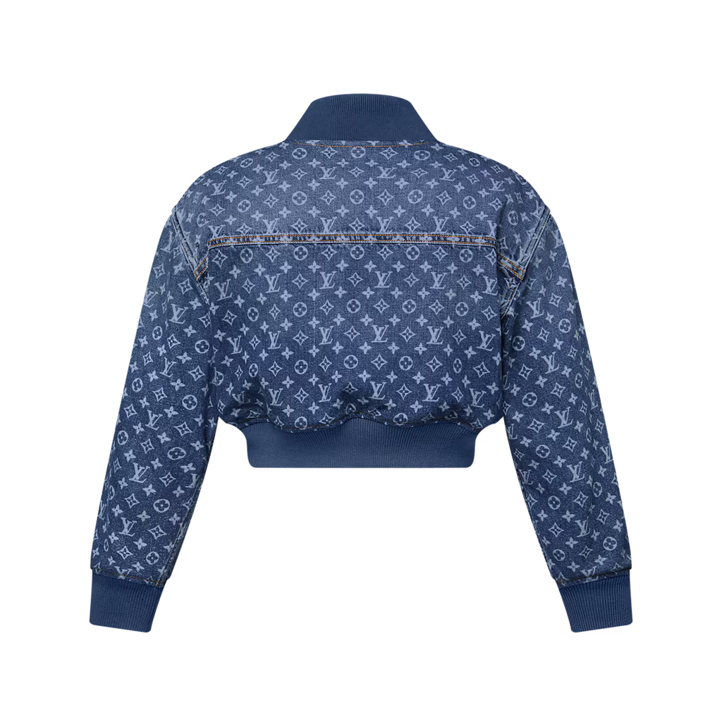 Cropped Monogram Denim Bomber Jacket
