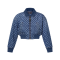 Cropped Monogram Denim Bomber Jacket