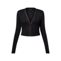 Cropped Rib-Knit Lurex Cardigan