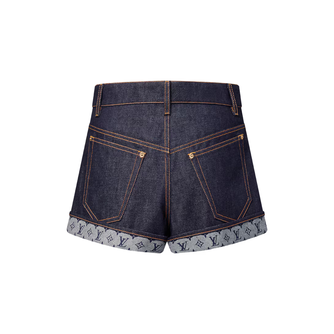 Cuffed Hem Denim Mini Shorts