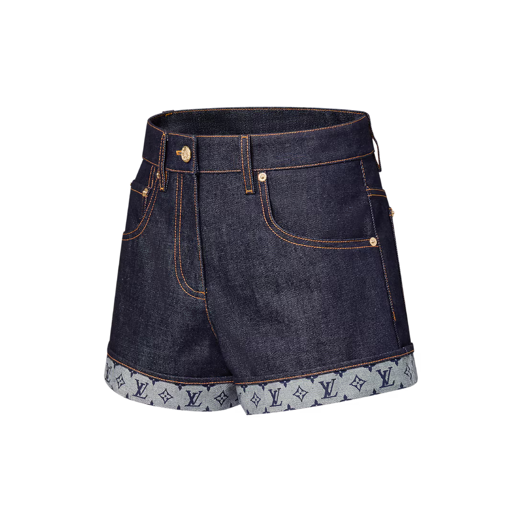 Cuffed Hem Denim Mini Shorts