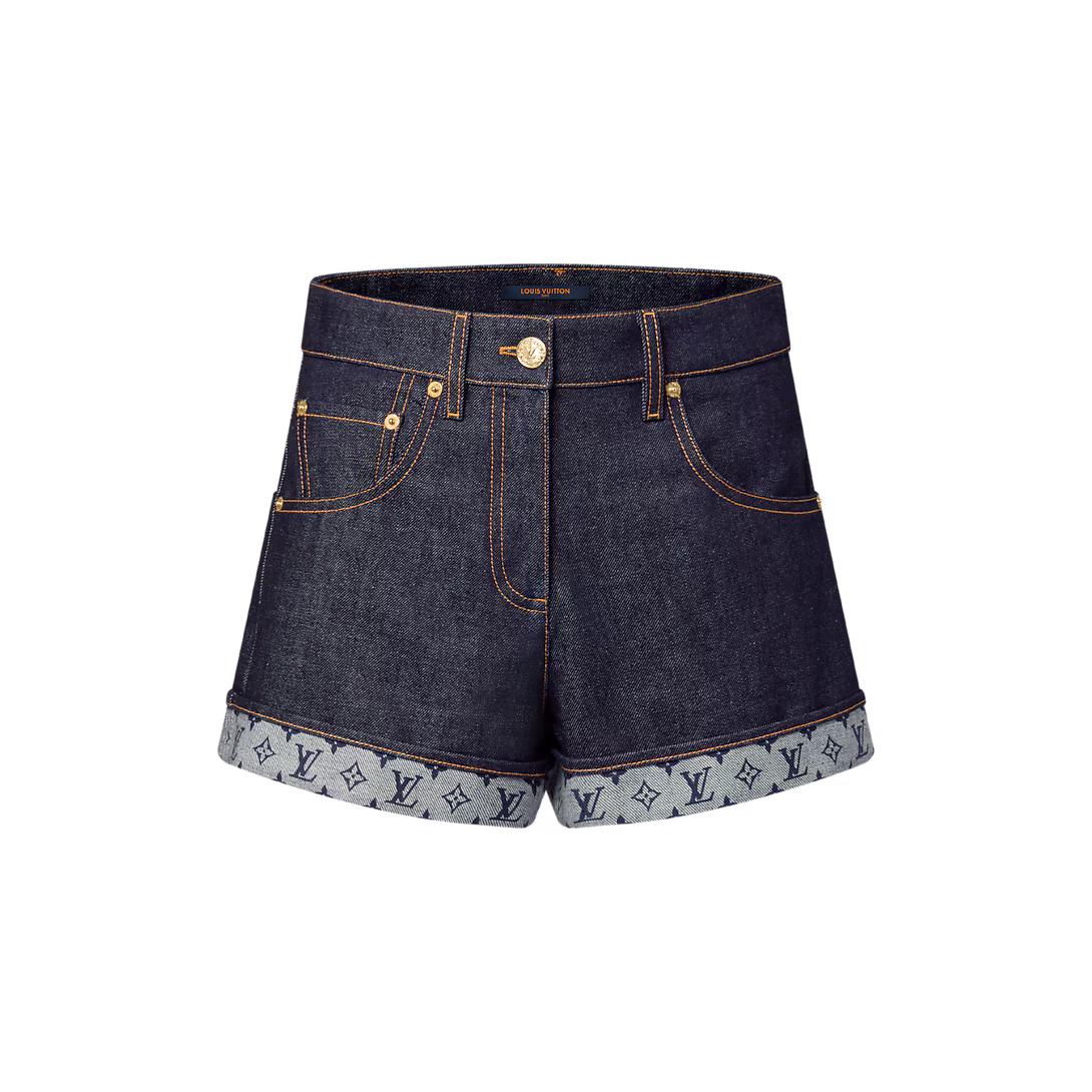 Cuffed Hem Denim Mini Shorts