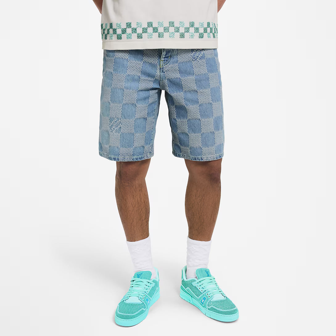 Damier 3D Light Denim Shorts