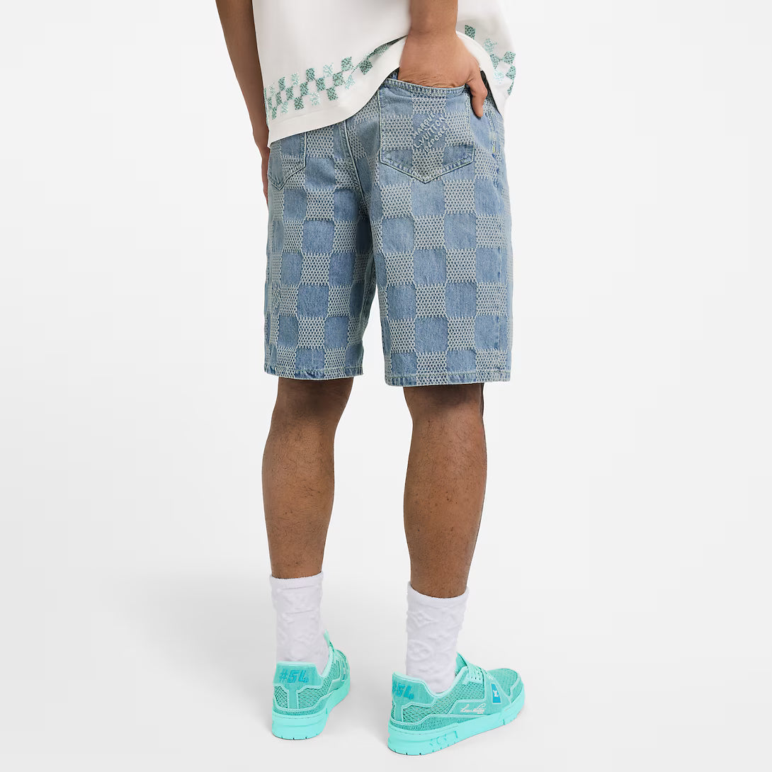 Damier 3D Light Denim Shorts