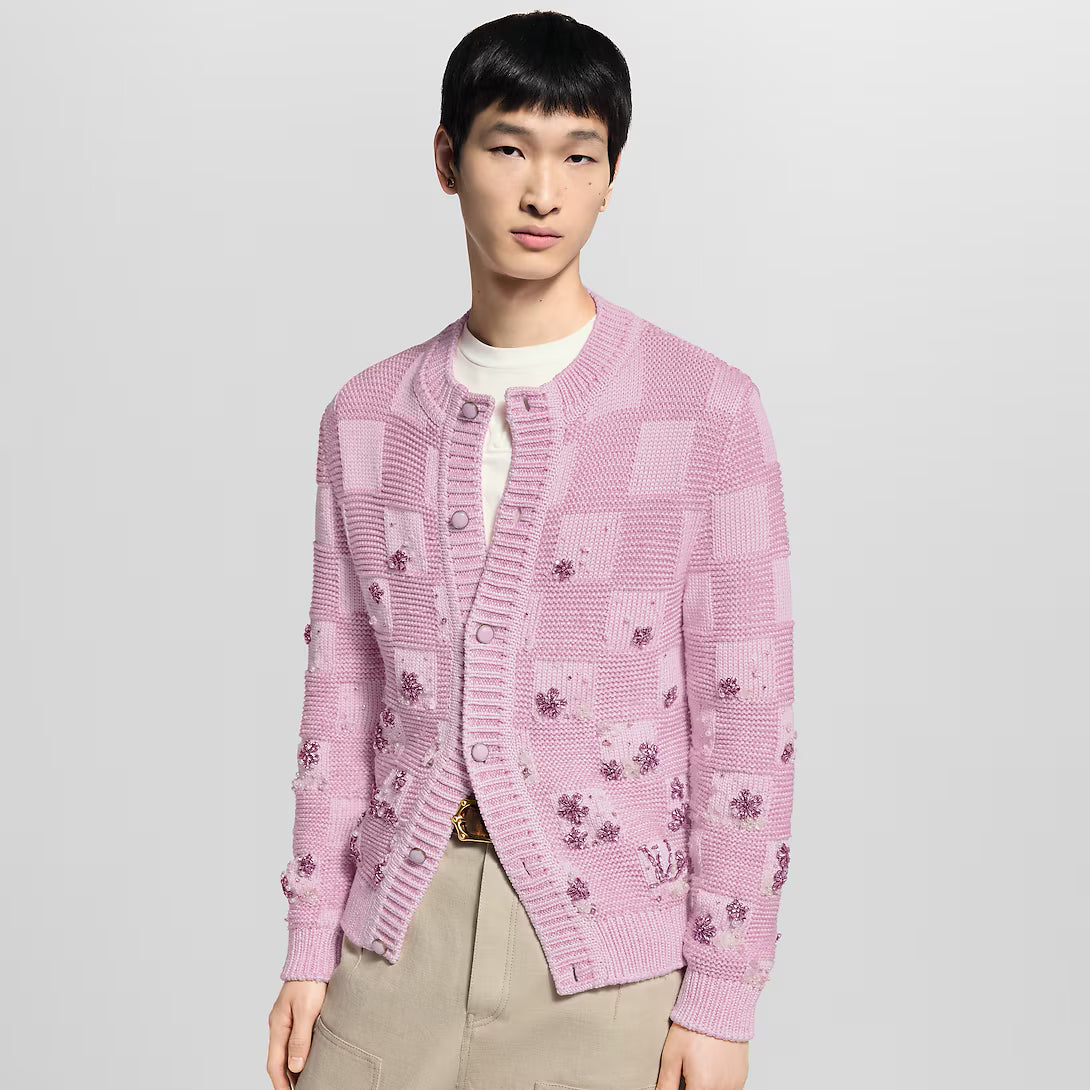 Damier Embroidered Cardigan
