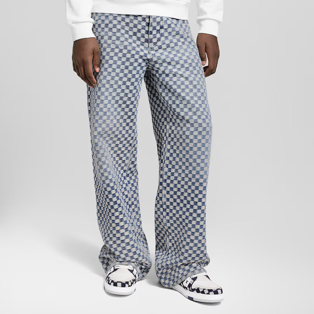 Damier Wide-Leg Jeans