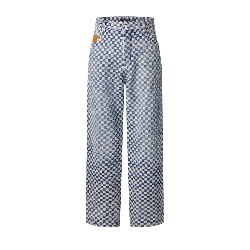 Damier Wide-Leg Jeans
