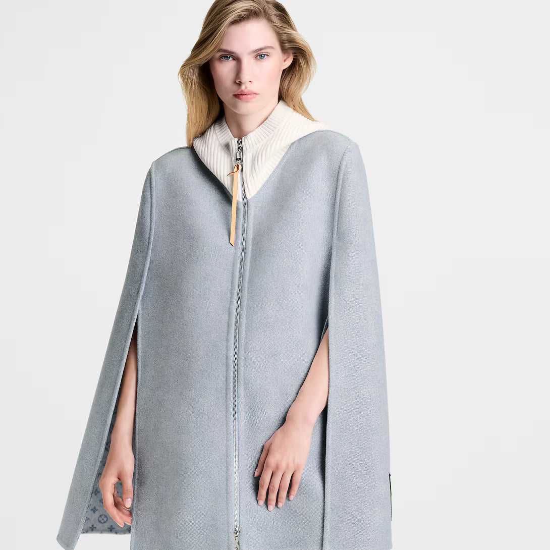 Denim-Effect Double Face Cape