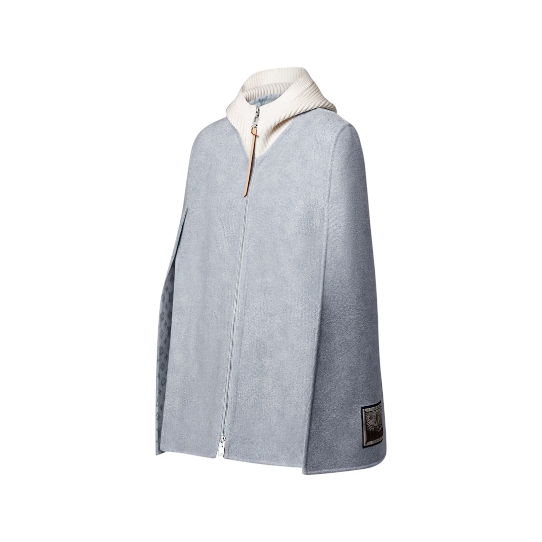 Denim-Effect Double Face Cape
