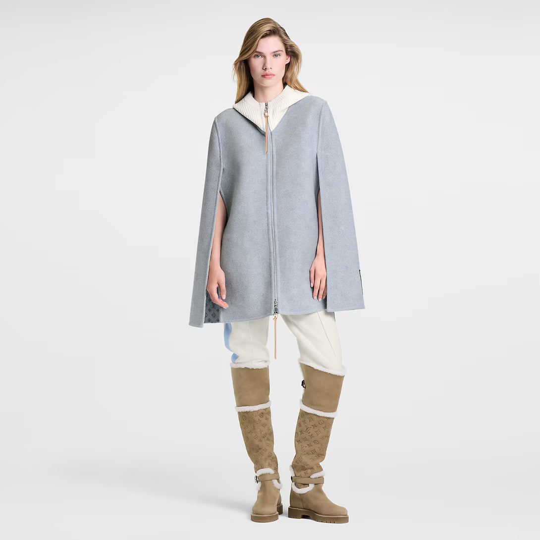 Denim-Effect Double Face Cape