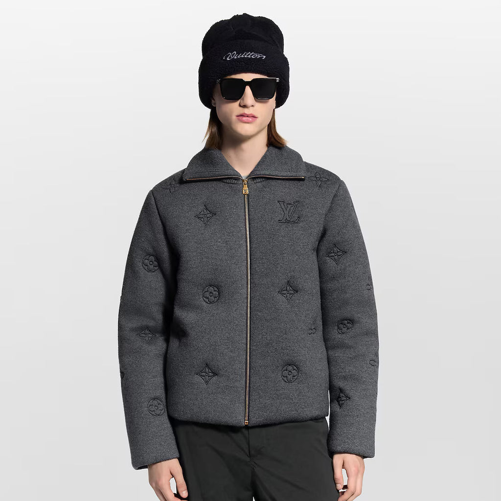 Elegant Monogram Knitted Down Blouson
