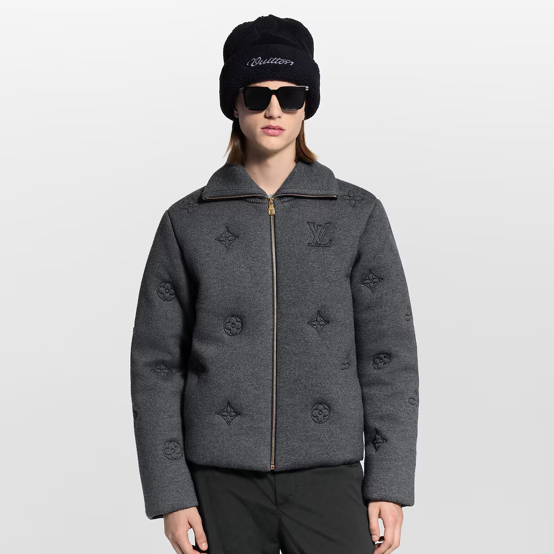 Elegant Monogram Knitted Down Blouson