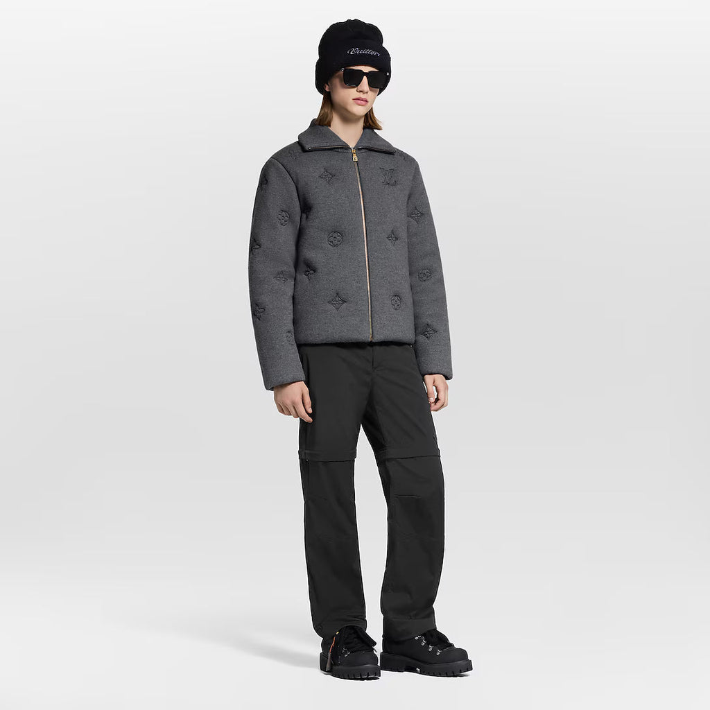 Elegant Monogram Knitted Down Blouson