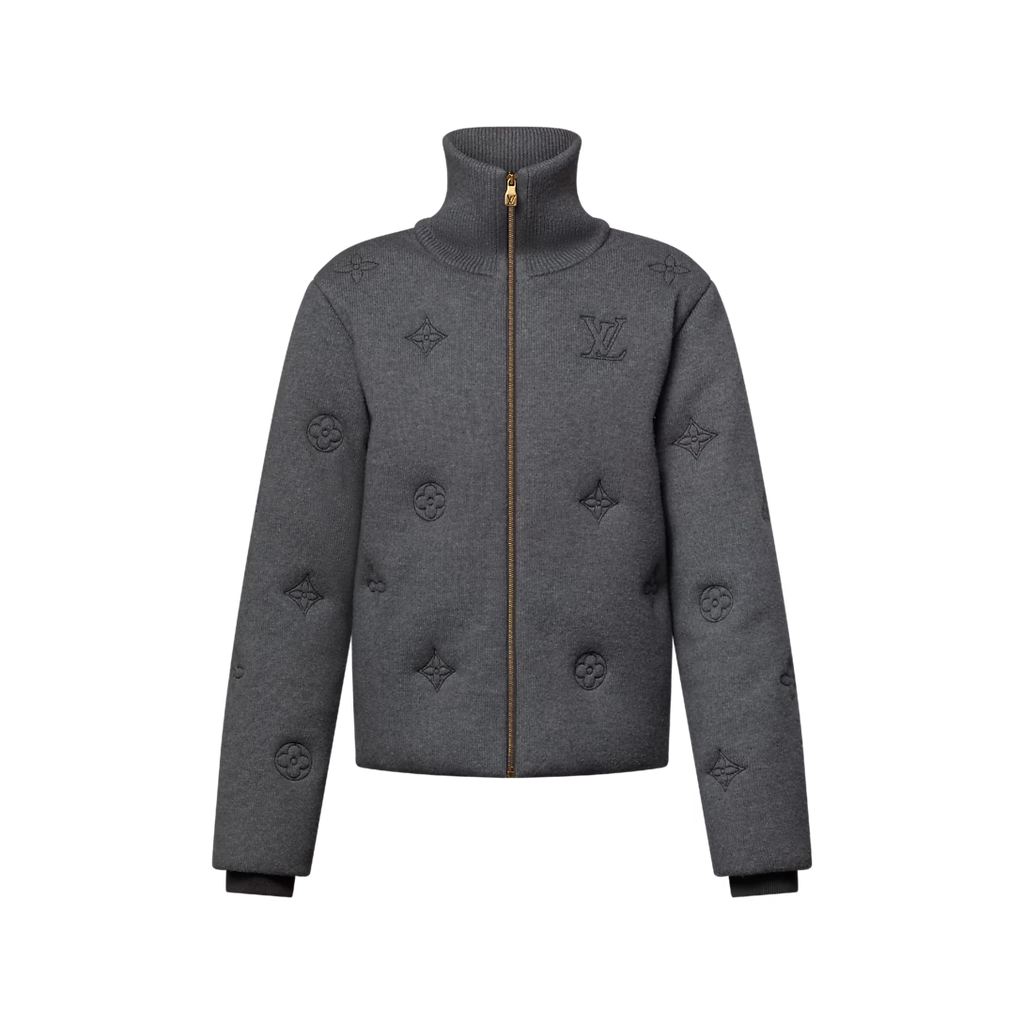 Elegant Monogram Knitted Down Blouson