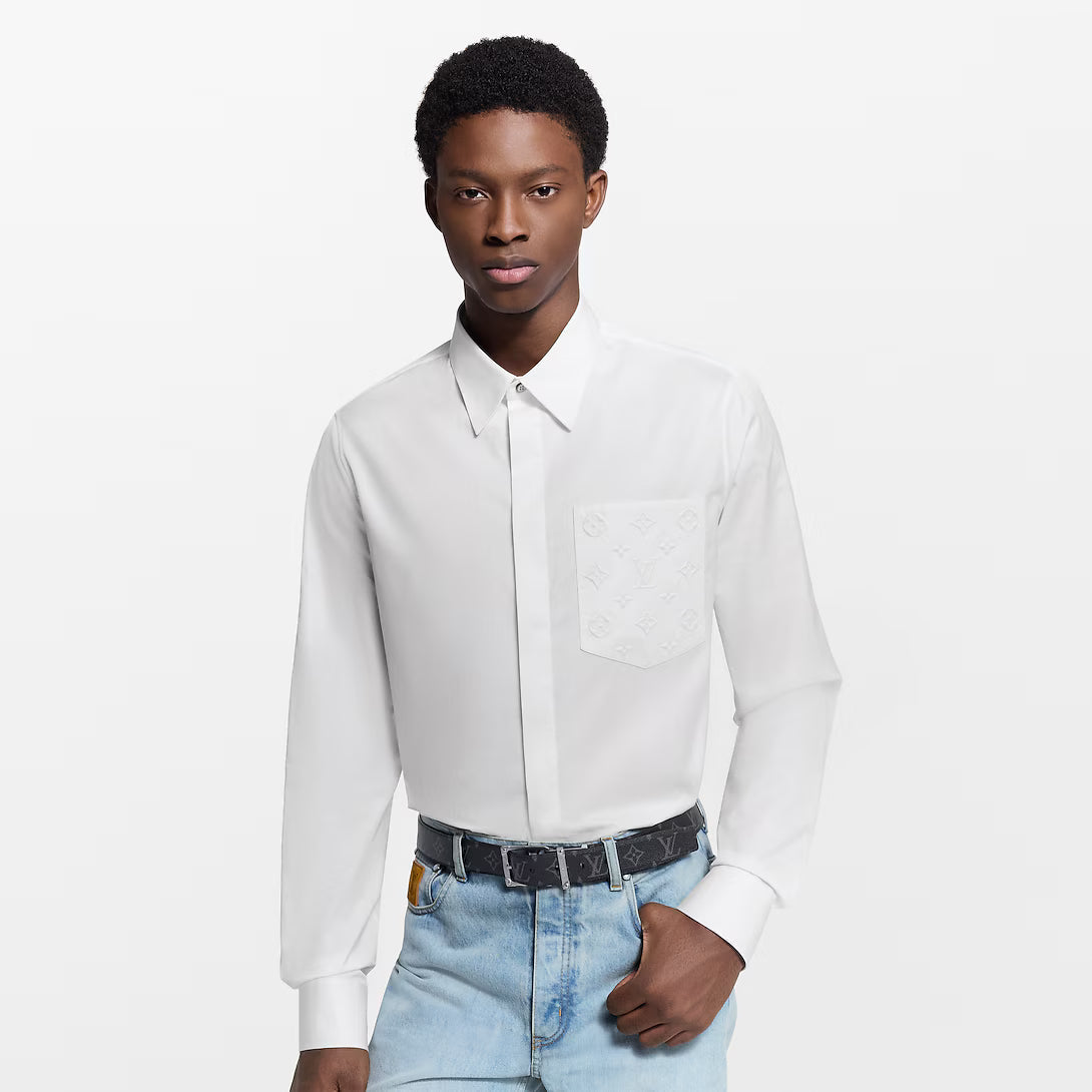 Embossed Pocket Long-Sleeved Shirt