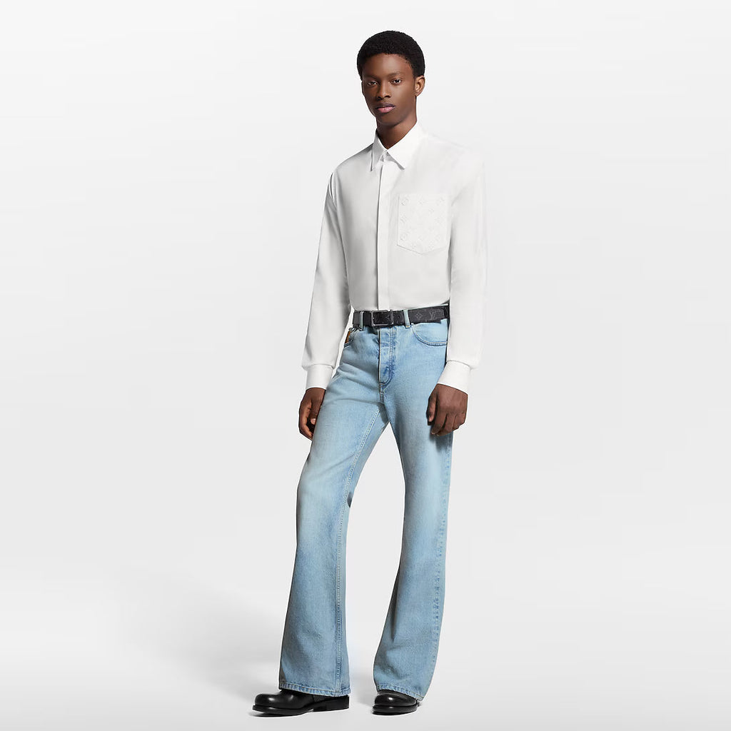 Embossed Pocket Long-Sleeved Shirt