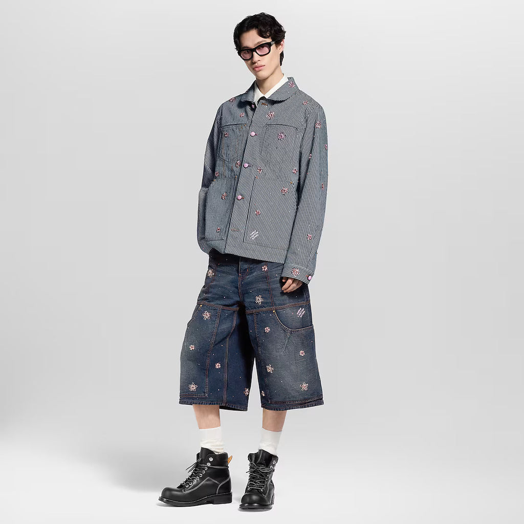Embroidered Denim Workwear Shorts
