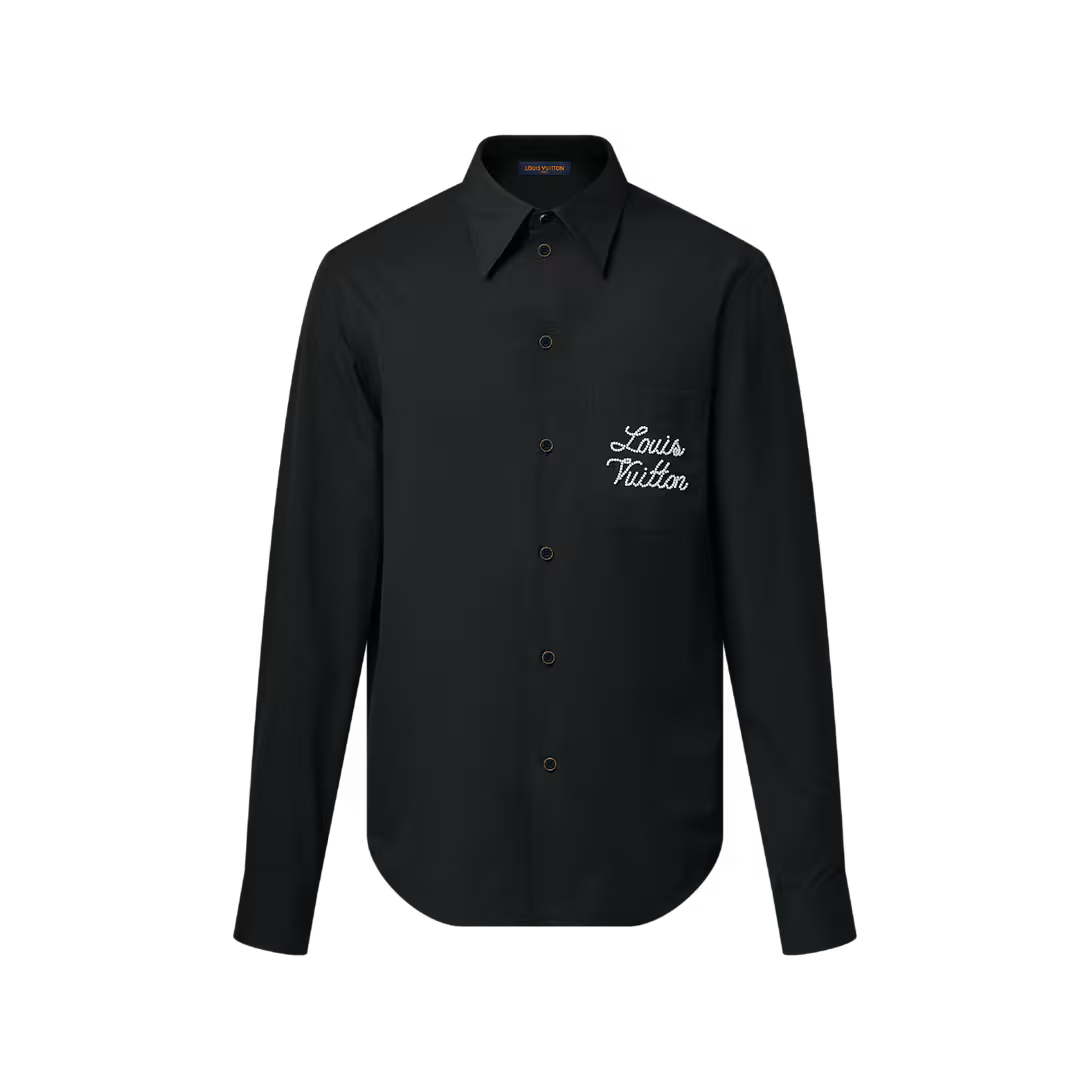 Embroidered Signature Long-Sleeved Shirt